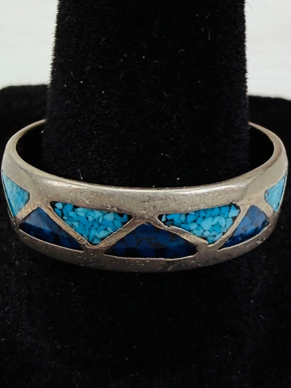 Vintage unisex size 11 1/4 southwestern silvertone blue ring